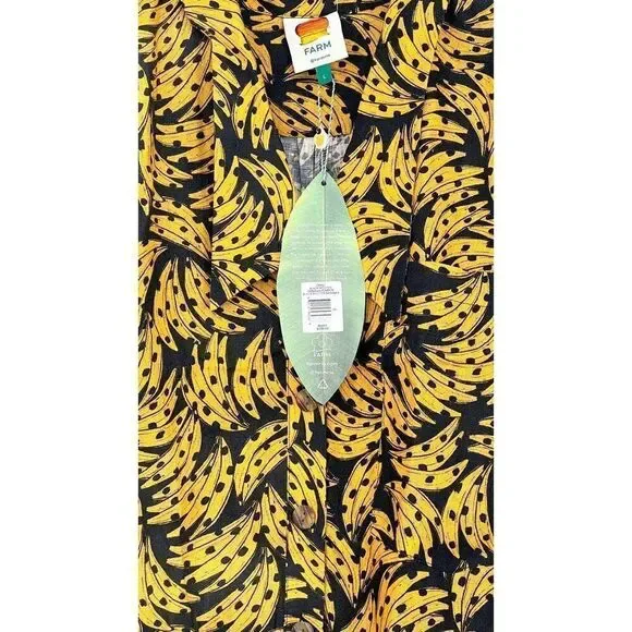 FARM RIO NWT Black Spotted Banana Print Mini Romper LARGE